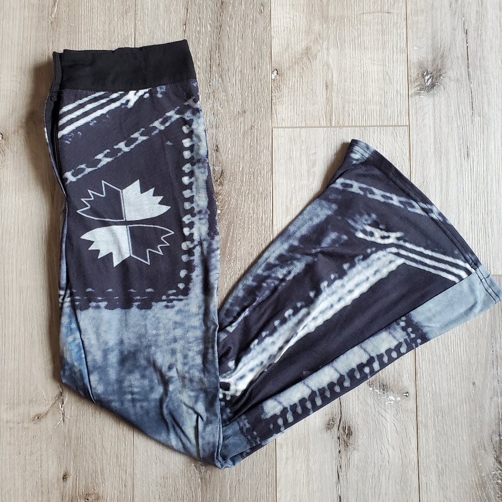 Vintage Printed Casual Flare Pants